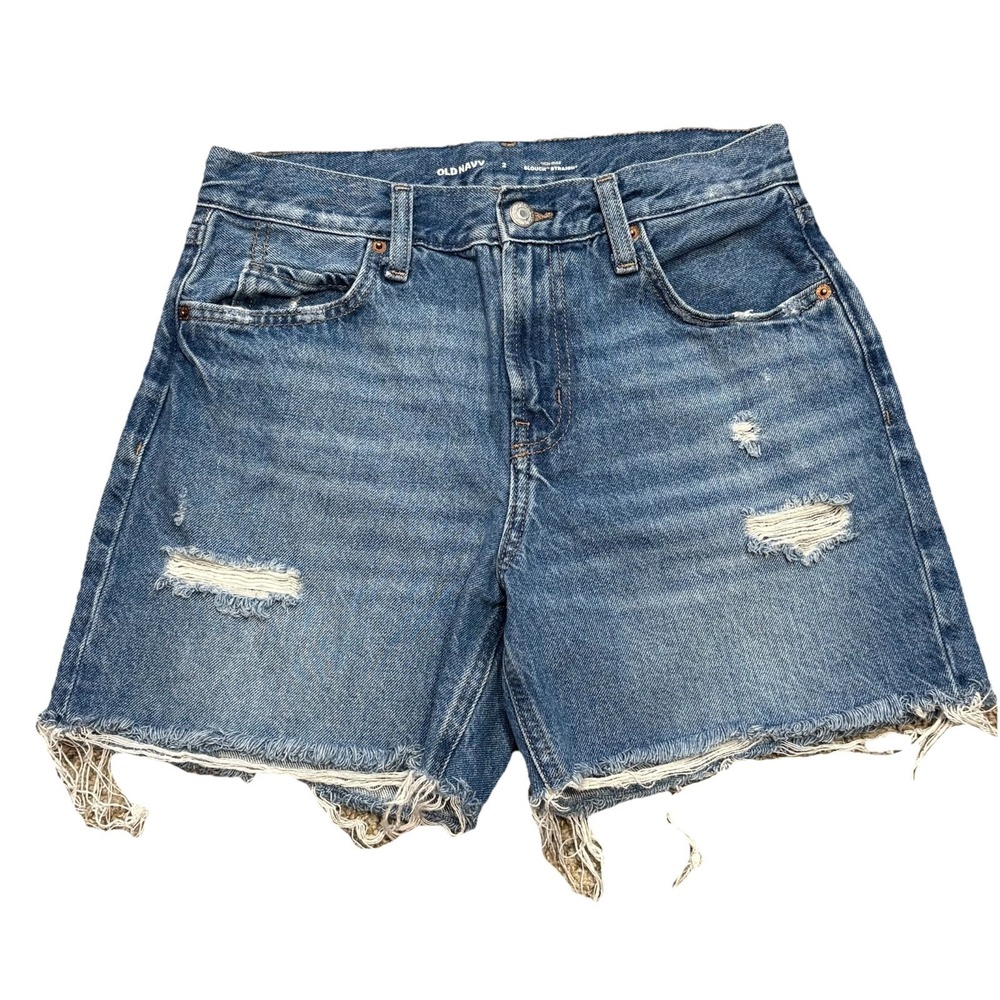 Old Navy High Rise Slouch Straight Shorts‎ Women's 2 Distressed